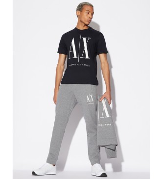 Armani Exchange Strik-T-shirt med almindelig pasform Ensfarvet navy