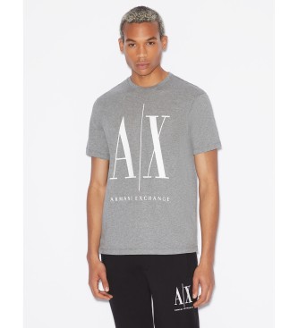 Armani Exchange Regular fit knit T-shirt Plain colour grey