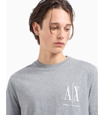 Armani Exchange Szara koszulka z dzianiny o regularnym kroju