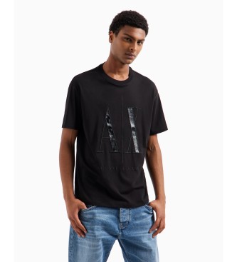 Armani Exchange Czarny T-shirt o standardowym kroju