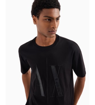 Armani Exchange Czarny T-shirt o standardowym kroju