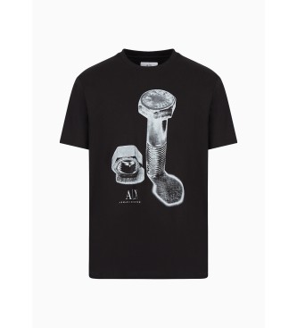 Armani Exchange T-shirt nera in maglia dalla vestibilit regolare