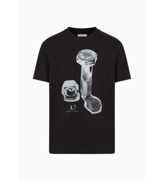 Armani Exchange Stickad T-shirt med normal passform svart