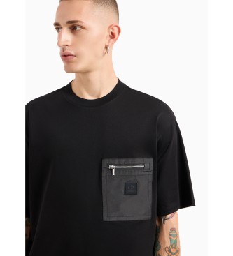 Armani Exchange Schwarzes Taschen-T-Shirt