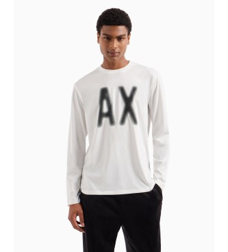 Armani Exchange Langrmeliges weies Logo-T-Shirt