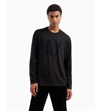 Armani Exchange T-shirt de manga comprida com logtipo preto