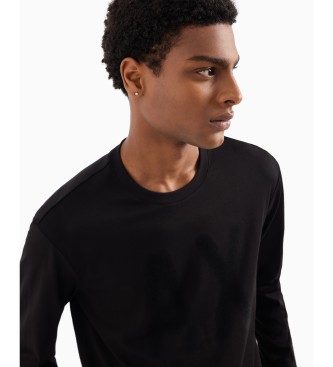 Armani Exchange T-shirt de manga comprida com logtipo preto