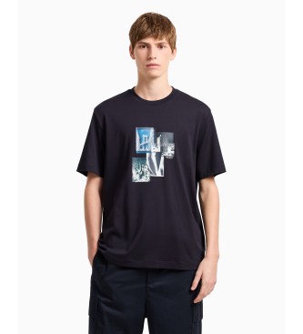 Armani Exchange Marineblaues Kurzarm-T-Shirt