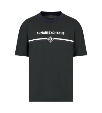 Armani Exchange Kortrmet T-shirt i sort, strikket bomuldsjersey