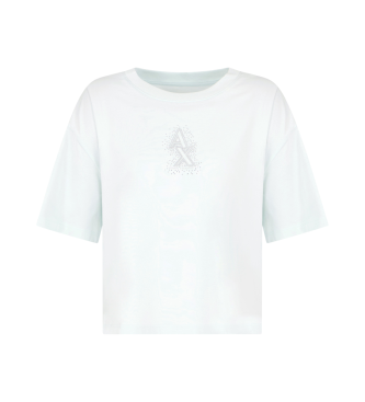 Armani Exchange Camiseta de corte cropped azul claro