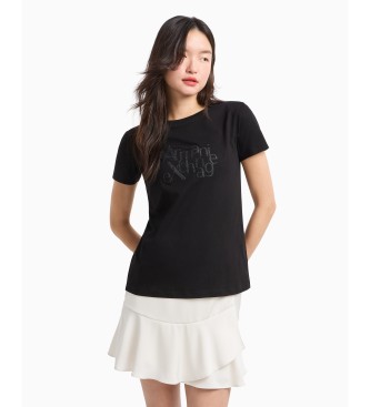 Armani Exchange T-shirt preta com gola redonda