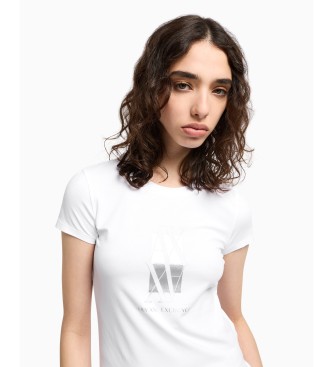 Armani Exchange Weies Kurzarm-T-Shirt mit schmaler Passform