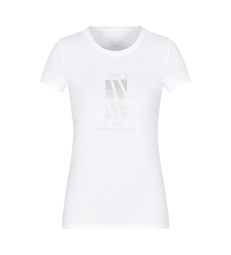 Armani Exchange Weies Kurzarm-T-Shirt mit schmaler Passform