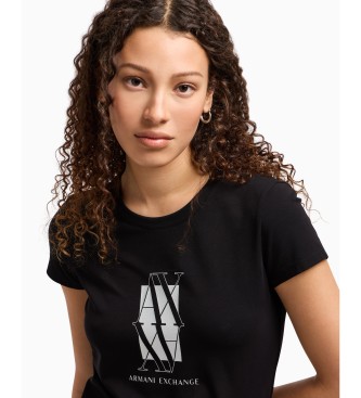 Armani Exchange Kurzarm-T-Shirt mit schmaler Passform schwarz