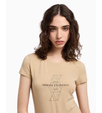 Armani Exchange Beige short sleeved slim fit t-shirt