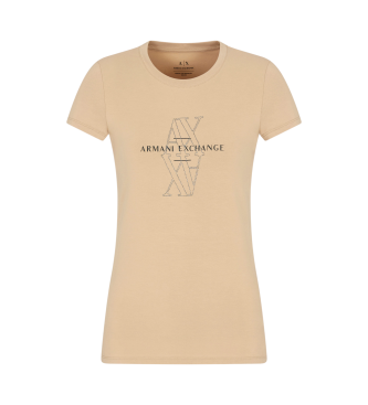 Armani Exchange Beige short sleeved slim fit t-shirt