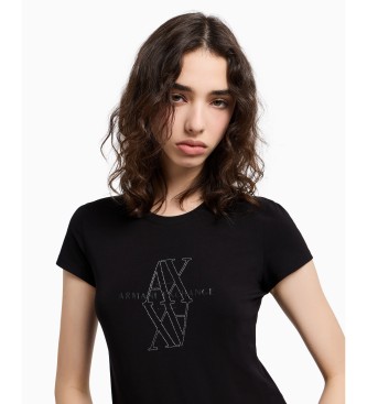 Armani Exchange Kurzarm-T-Shirt mit schmaler Passform schwarz