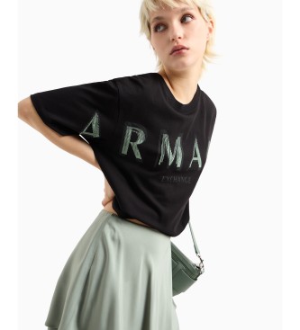 Armani Exchange Camiseta cropped de manga corta negro