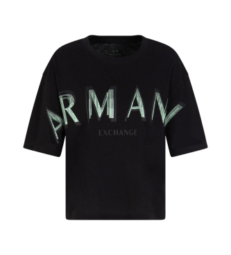 Armani Exchange Camiseta cropped de manga corta negro