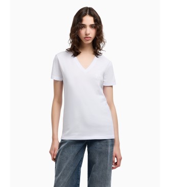 Armani Exchange Kurzarm-T-Shirt mit V-Ausschnitt wei