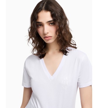 Armani Exchange Kurzarm-T-Shirt mit V-Ausschnitt wei