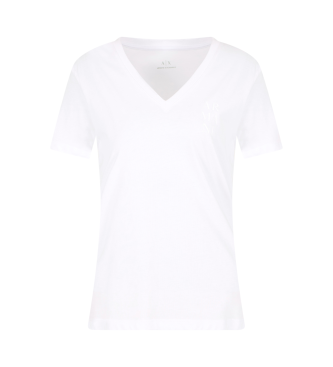 Armani Exchange Kurzarm-T-Shirt mit V-Ausschnitt wei