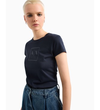 Armani Exchange Marineblaues Kurzarm-T-Shirt mit Rundhalsausschnitt