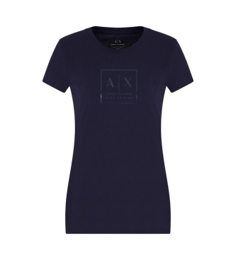 Armani Exchange Marineblaues Kurzarm-T-Shirt mit Rundhalsausschnitt