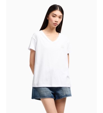 Armani Exchange Kurzarm-T-Shirt mit V-Ausschnitt wei