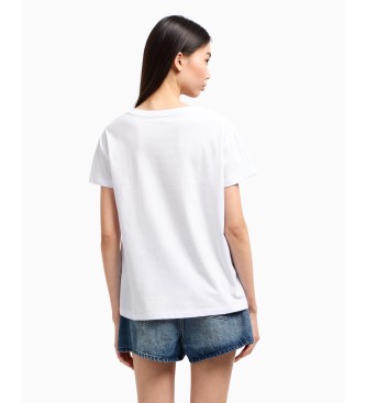 Armani Exchange Kurzarm-T-Shirt mit V-Ausschnitt wei