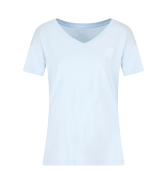 Armani Exchange T-shirt azzurra a maniche corte con scollo a V