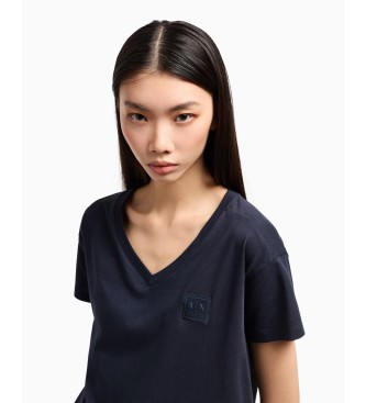 Armani Exchange Kurzarm-T-Shirt mit V-Ausschnitt navy