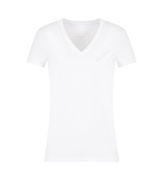 Armani Exchange T-shirt bianca a maniche corte con scollo a V