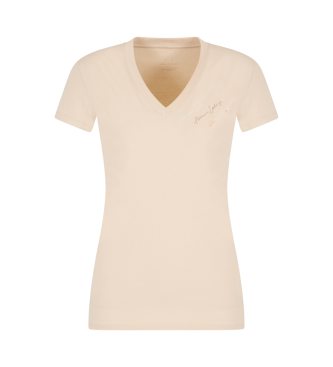 Armani Exchange Kortrmet beige t-shirt med V-hals