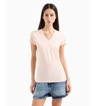 Armani Exchange Kortrmet t-shirt med V-hals, pink