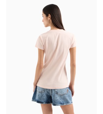 Armani Exchange Kortrmet t-shirt med V-hals, pink