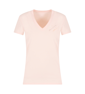 Armani Exchange Kortrmet t-shirt med V-hals, pink