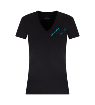 Armani Exchange Kortrmet T-shirt med V-hals, sort