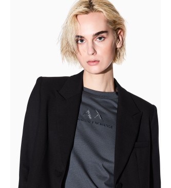 Armani Exchange T-shirt com logtipo grfico cinzento