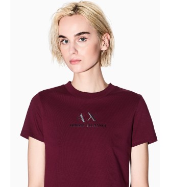 Armani Exchange T-shirt com logtipo grfico Borgonha