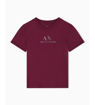 Armani Exchange T-shirt com logtipo grfico Borgonha