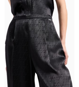 Armani Exchange Zwarte broek met figuurnaden