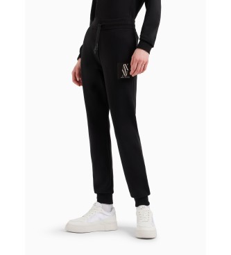 Armani Exchange Spodnie jogger z czarną naszywką z monogramem