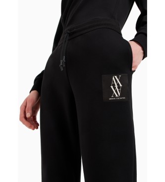 Armani Exchange Joggingbyxor med svart monogrampatch