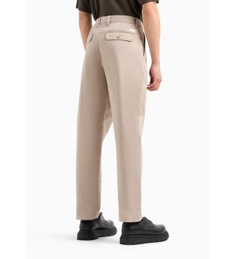 Armani Exchange Beigefarbene schmale Chino-Hose