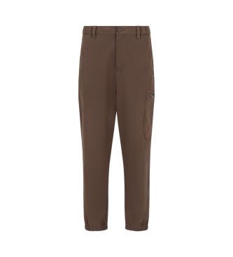 Armani Exchange Spodnie chino cargo jogger brązowe