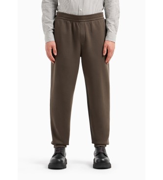 Armani Exchange Pantaloni jogger in cotone elasticizzato con fascia a contrasto verde