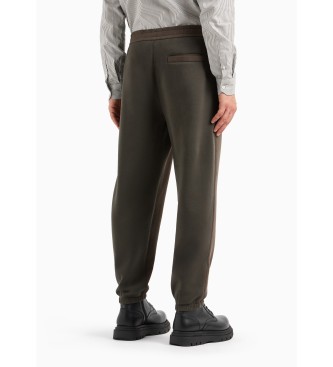 Armani Exchange Calas jogger de algodo elstico com riscas verdes em contraste