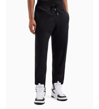 Armani Exchange Pantaloni jogger ASV in cotone interlock con fascia nera con logo