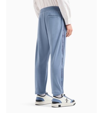 Armani Exchange Pantaloni jogger ASV in cotone interlock con banda logata blu